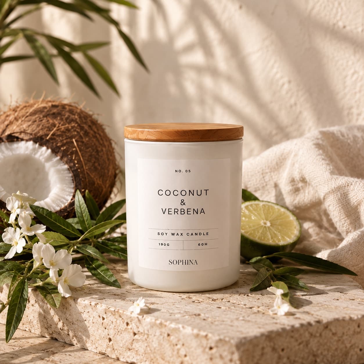 Coconut & Verbena, Świece Sojowe